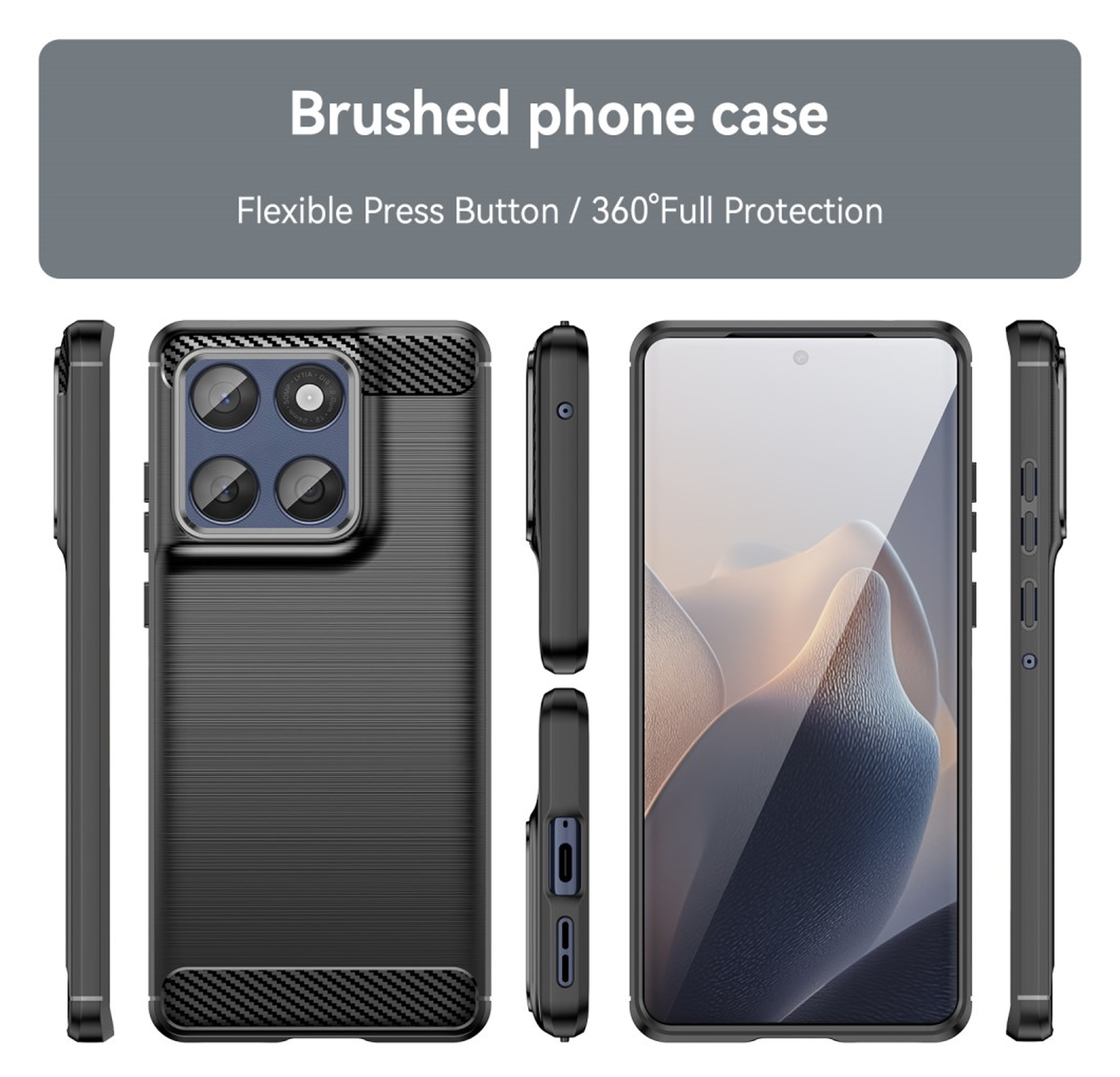Motorola Edge 60 Hoesje Geborsteld TPU Flexibele Back Cover Zwart afbeelding 8