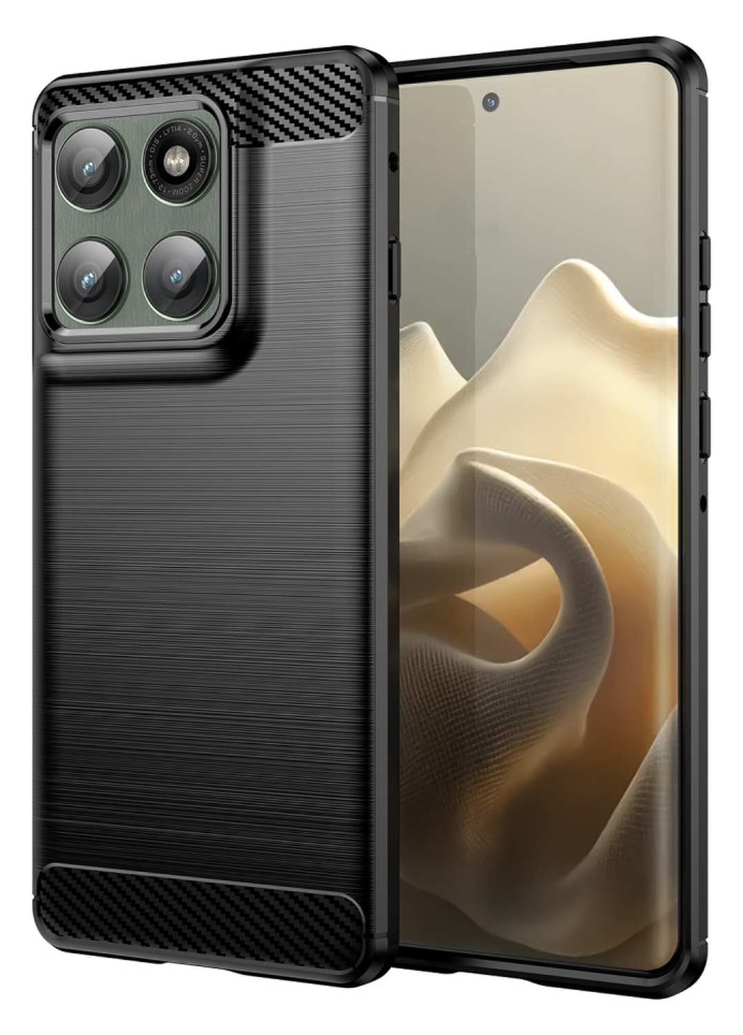 Motorola Edge 60 Pro Hoesje Geborsteld TPU Flexibele Back Cover Zwart afbeelding 1