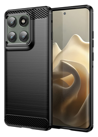 Motorola Edge 60 Pro Hoesje Geborsteld TPU Flexibele Back Cover Zwart