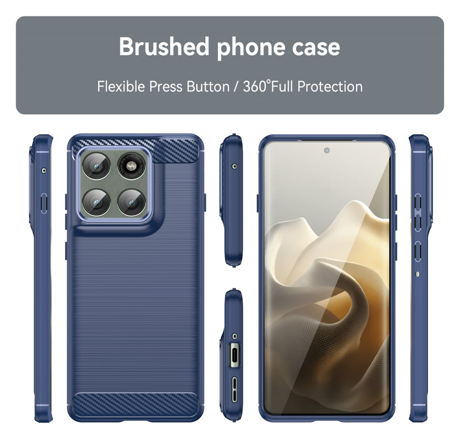 Motorola Edge 60 Pro Hoesje Geborsteld TPU Flexibele Back Cover Blauw afbeelding 8