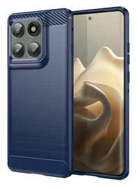 Motorola Edge 60 Pro Hoesje Geborsteld TPU Flexibele Back Cover Blauw