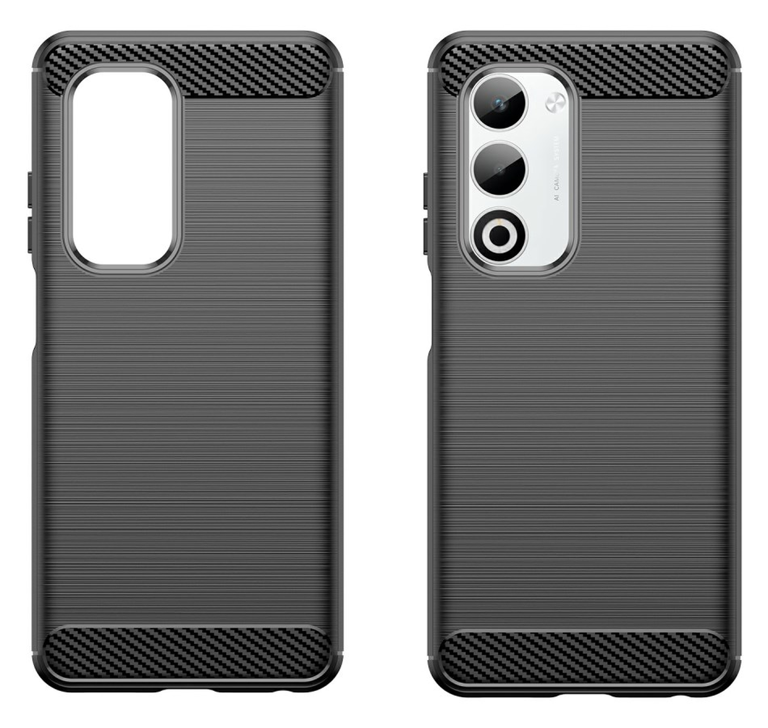 Oppo A5 (2025) Hoesje Geborsteld TPU Flexibele Back Cover Zwart afbeelding 2