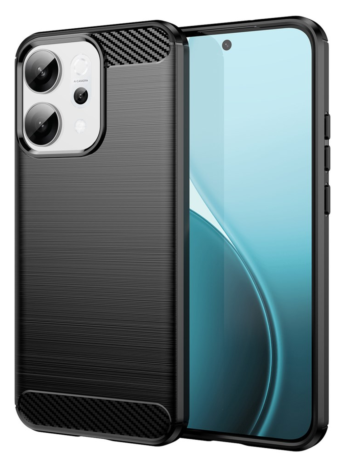 Oppo Reno 14 Hoesje Geborsteld TPU Flexibele Back Cover Zwart afbeelding 1