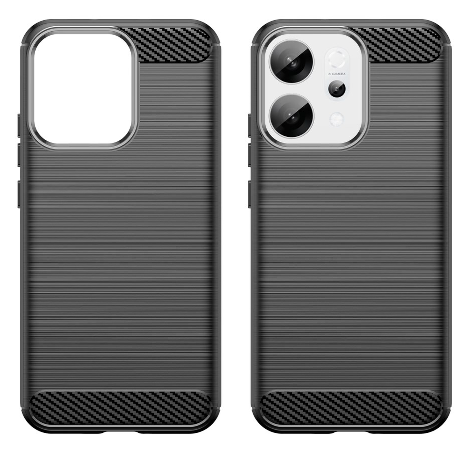 Oppo Reno 14 Hoesje Geborsteld TPU Flexibele Back Cover Zwart afbeelding 2