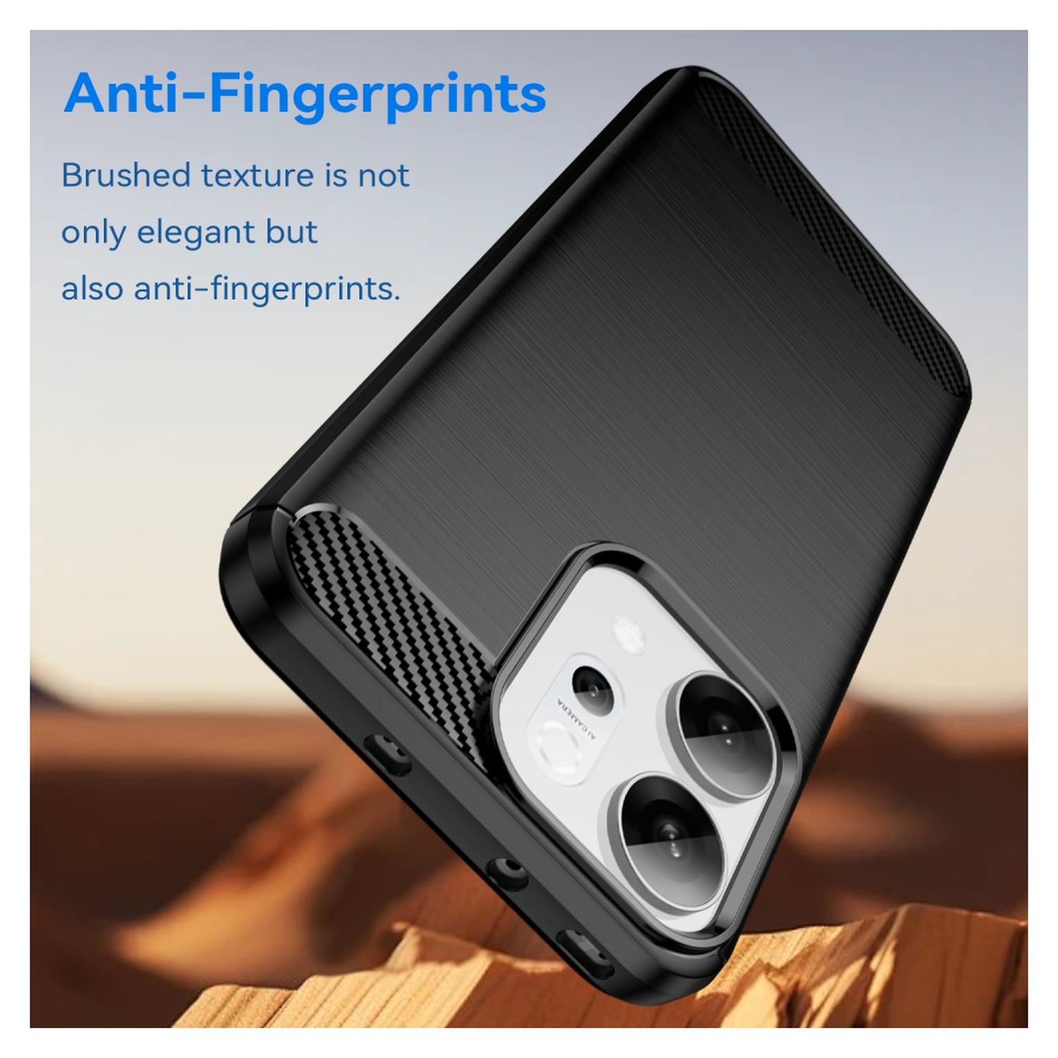 Oppo Reno 14 Hoesje Geborsteld TPU Flexibele Back Cover Zwart afbeelding 4