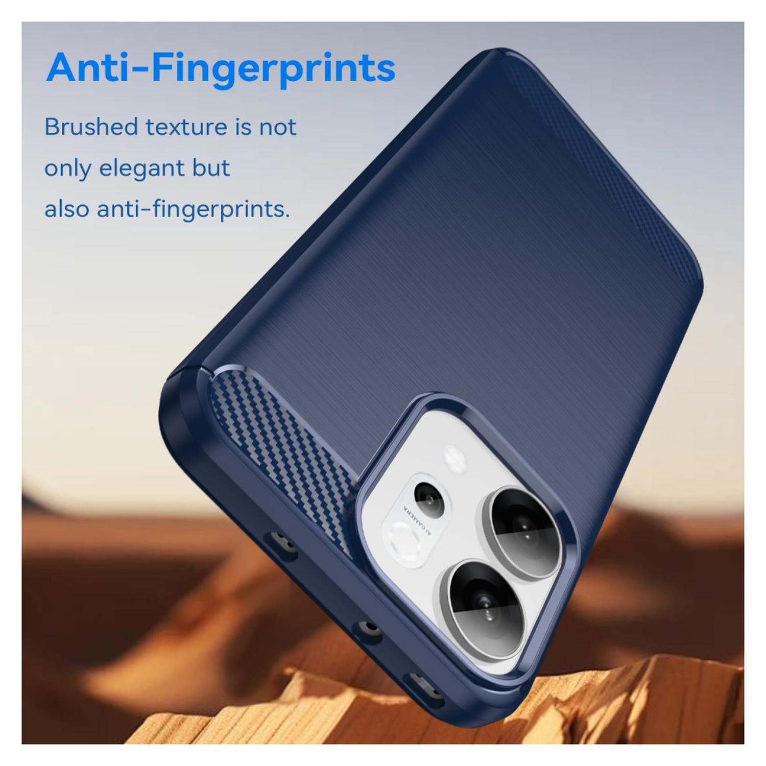 Oppo Reno 14 Hoesje Geborsteld TPU Flexibele Back Cover Blauw afbeelding 5