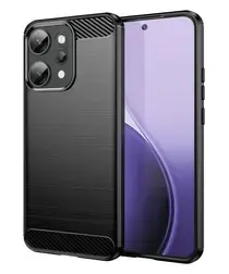 Oppo Reno 14 Pro Hoesje Geborsteld TPU Flexibele Back Cover Zwart afbeelding