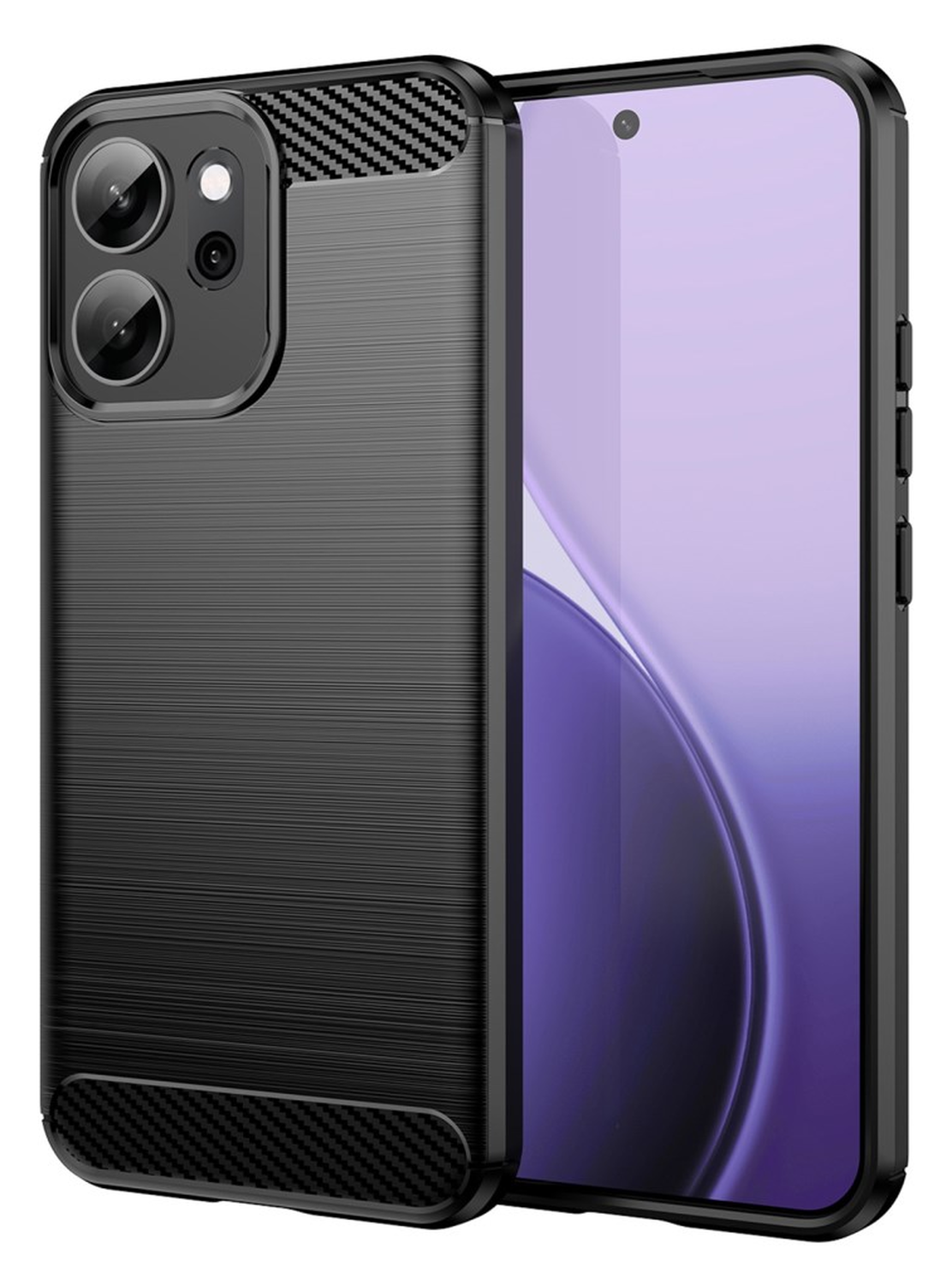 Oppo Reno 14 F Hoesje Geborsteld TPU Flexibele Back Cover Zwart afbeelding 1