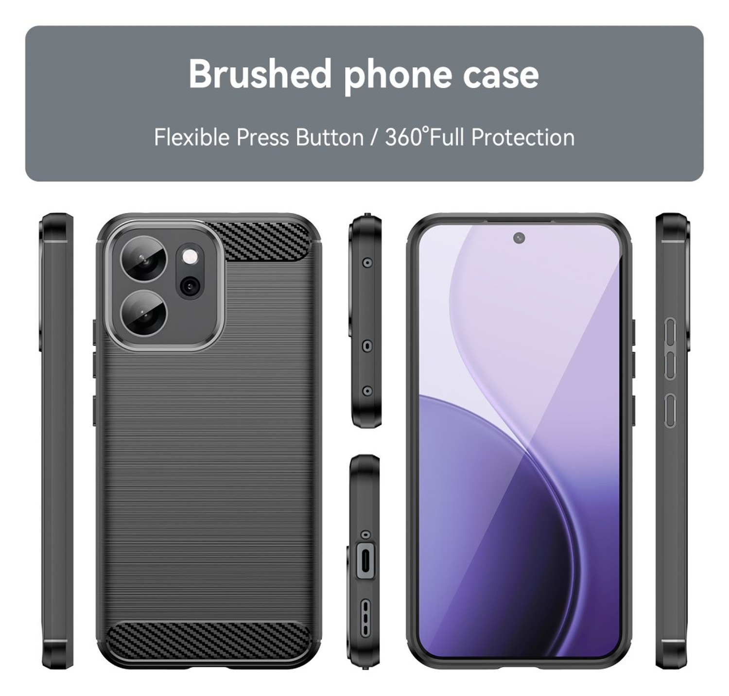 Oppo Reno 14 F Hoesje Geborsteld TPU Flexibele Back Cover Zwart afbeelding 8