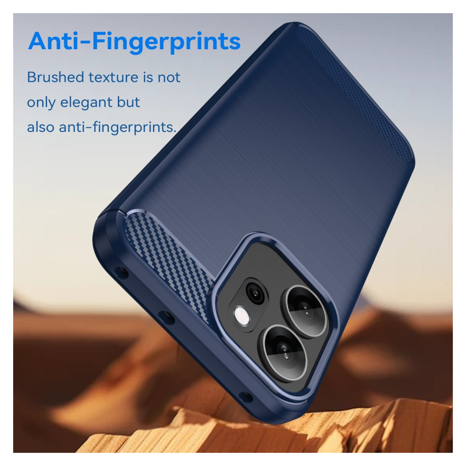 Oppo Reno 14 F Hoesje Geborsteld TPU Flexibele Back Cover Blauw afbeelding 4