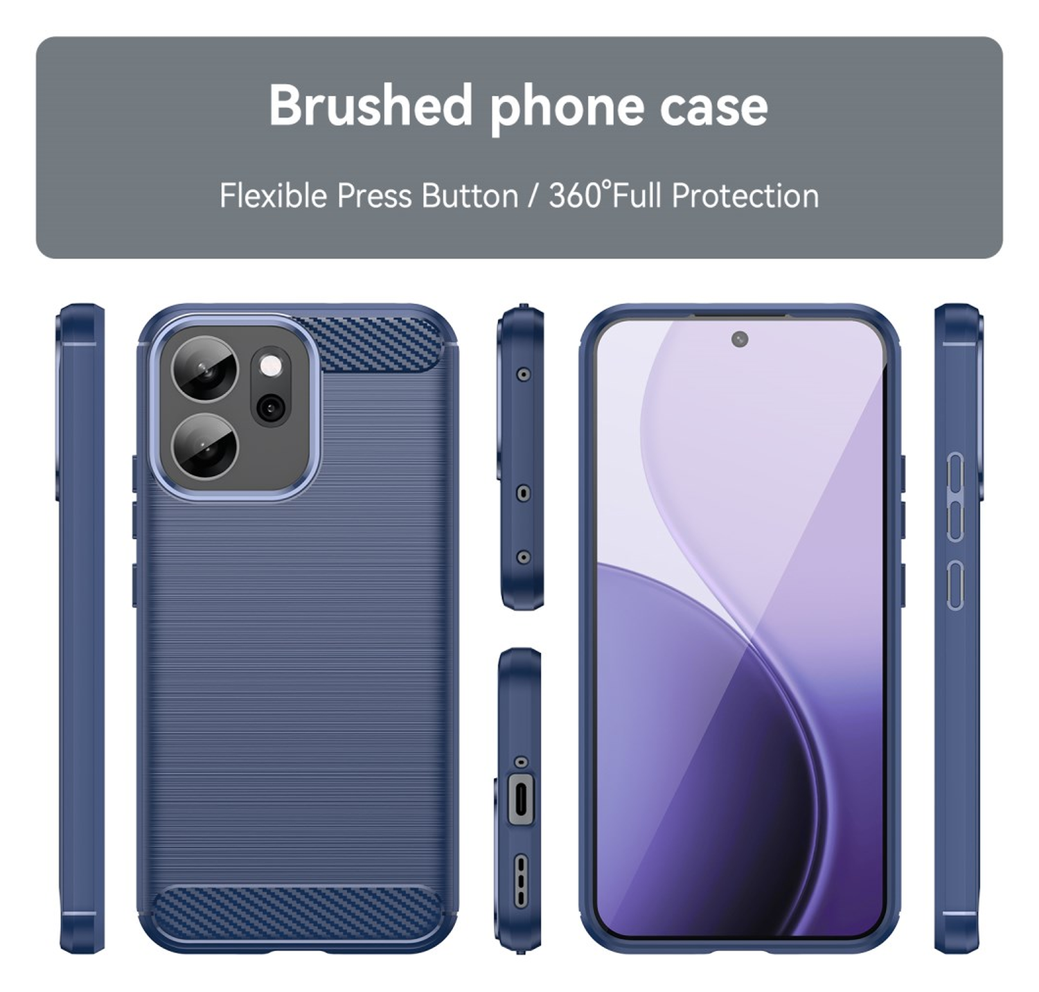 Oppo Reno 14 F Hoesje Geborsteld TPU Flexibele Back Cover Blauw afbeelding 8