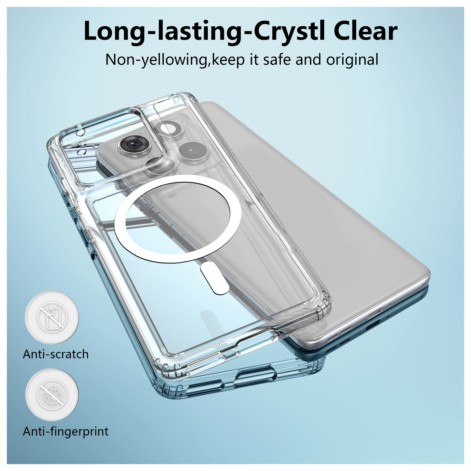 Motorola Edge 60 Hoesje Hard Back Cover met MagSafe Transparant afbeelding 3