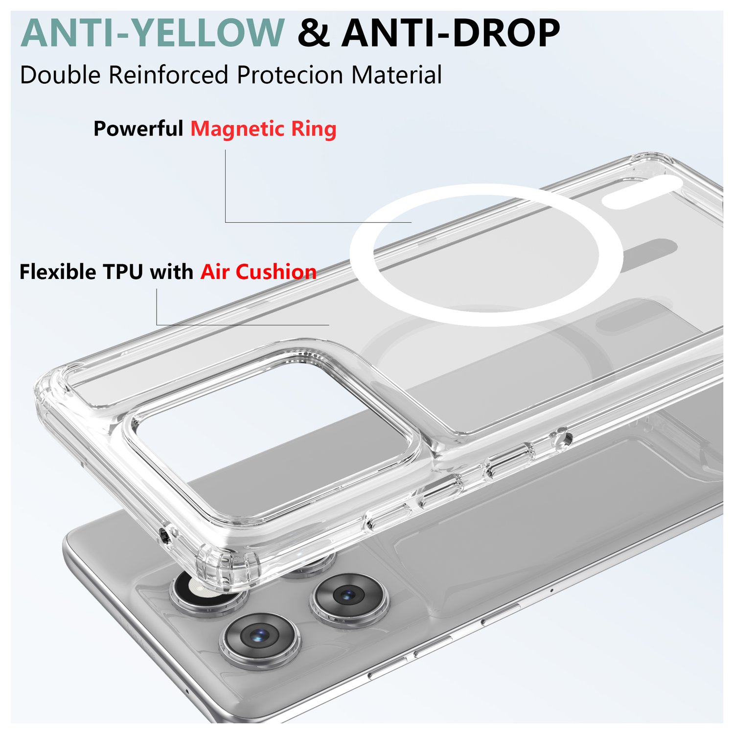 Motorola Edge 60 Hoesje Hard Back Cover met MagSafe Transparant afbeelding 5