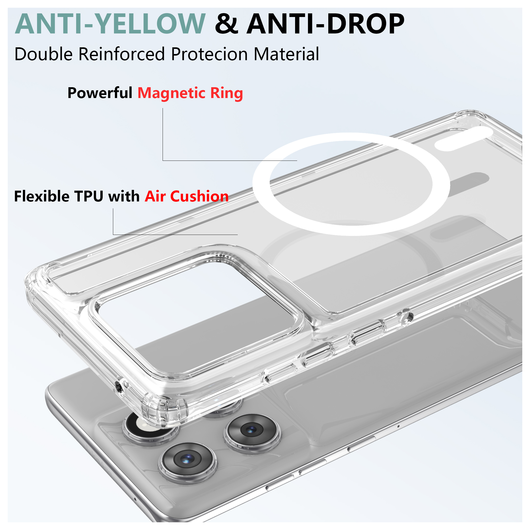 Motorola Edge 60 Hoesje Hard Back Cover met MagSafe Transparant afbeelding 5