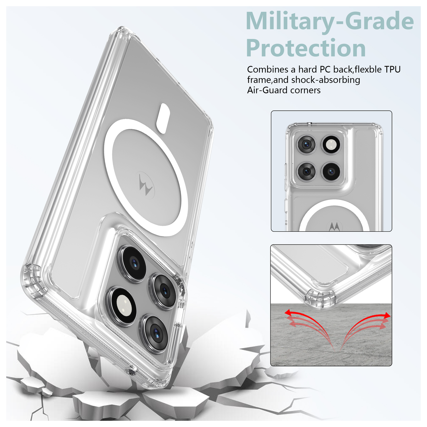 Motorola Edge 60 Pro Hoesje Hard Back Cover met MagSafe Transparant afbeelding 4