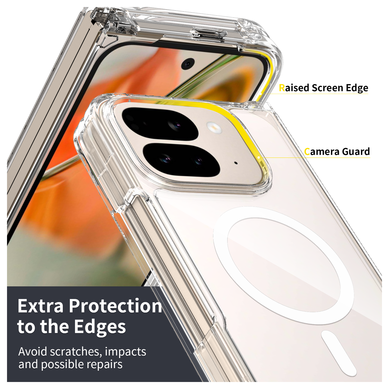Google Pixel 10 Pro Fold Hoesje MagSafe Hard Back Cover PixelSnap Transparant afbeelding 5