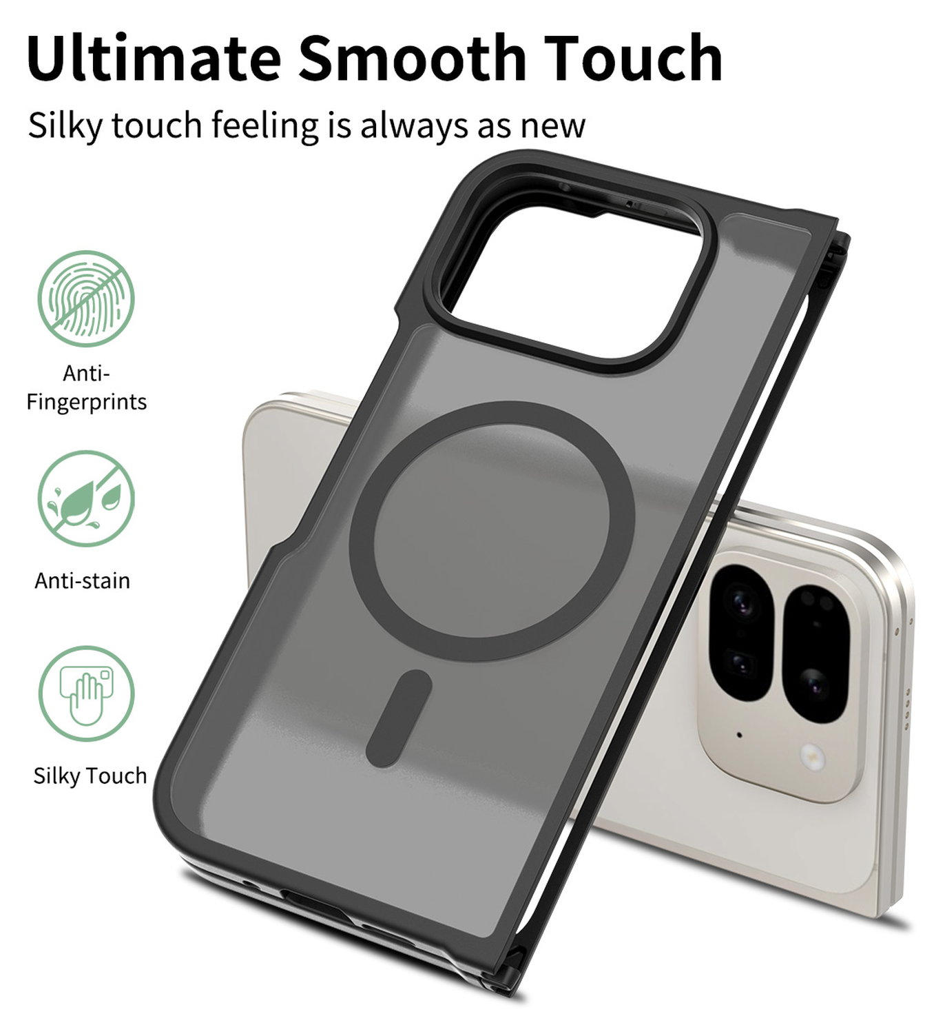 Google Pixel 10 Pro Fold Hoesje MagSafe Back Cover PixelSnap Matte Zwart afbeelding 6