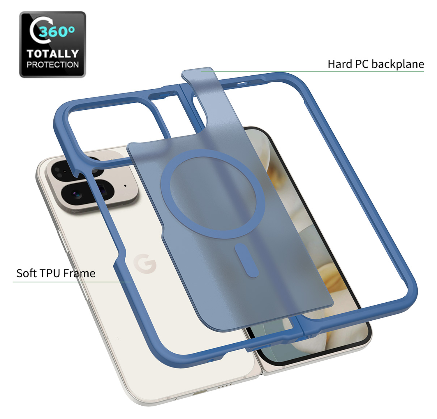 Google Pixel 10 Pro Fold Hoesje MagSafe Back Cover PixelSnap Matte Blauw afbeelding 5
