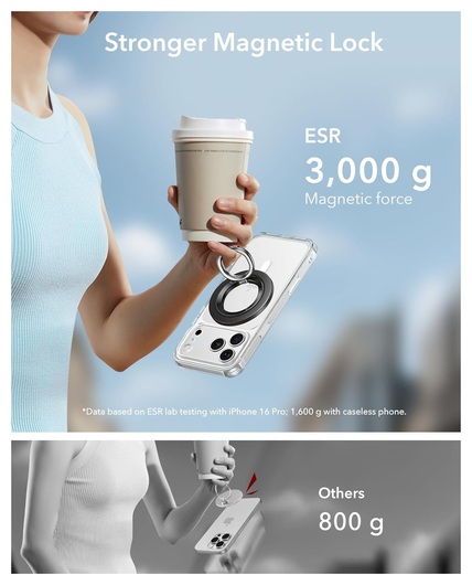 ESR HaloLock Phone Grip Stand 360 MagSafe Ring Houder Standaard Zwart afbeelding 9