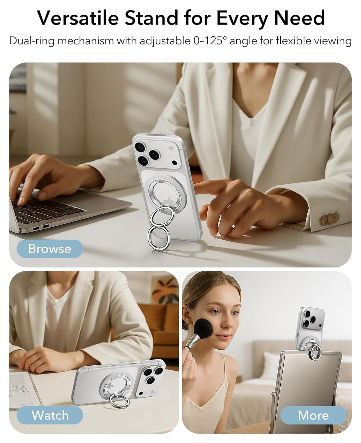 ESR HaloLock Phone Grip Stand 360 MagSafe Ring Houder Standaard Wit afbeelding 5