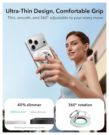 ESR HaloLock Phone Grip Stand 360 MagSafe Ring Houder Standaard Wit afbeelding 3