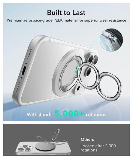 ESR HaloLock Phone Grip Stand 360 MagSafe Ring Houder Standaard Wit afbeelding 7