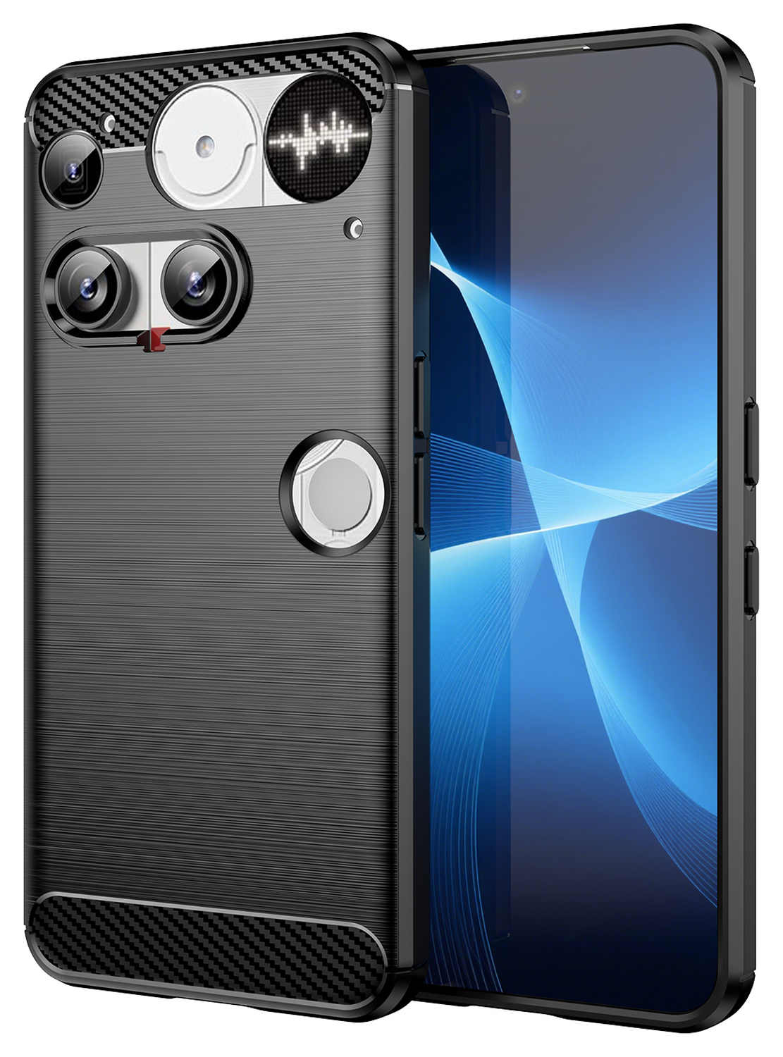 Nothing Phone (3) Hoesje Geborsteld TPU Flexibele Back Cover Zwart afbeelding 1