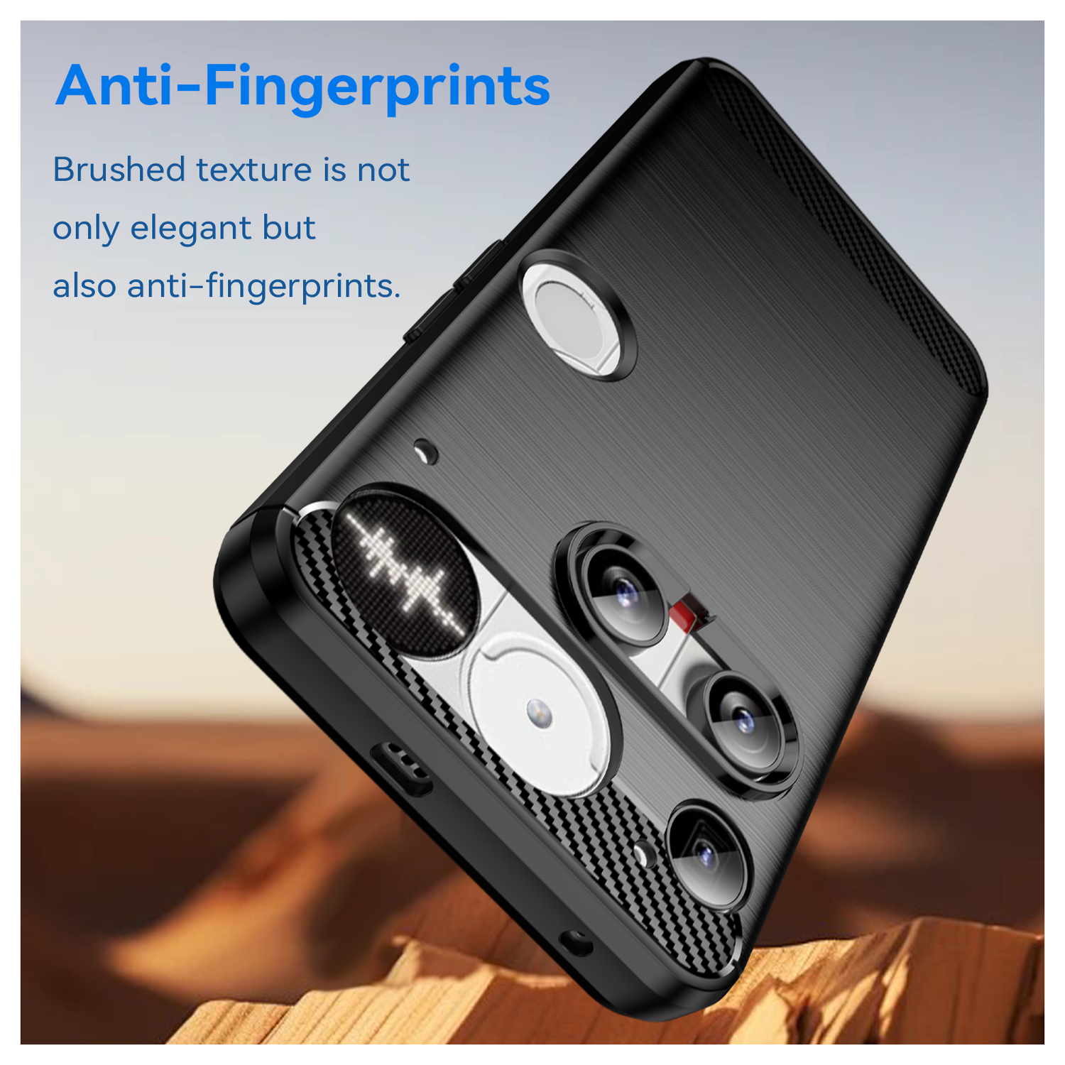 Nothing Phone (3) Hoesje Geborsteld TPU Flexibele Back Cover Zwart afbeelding 4