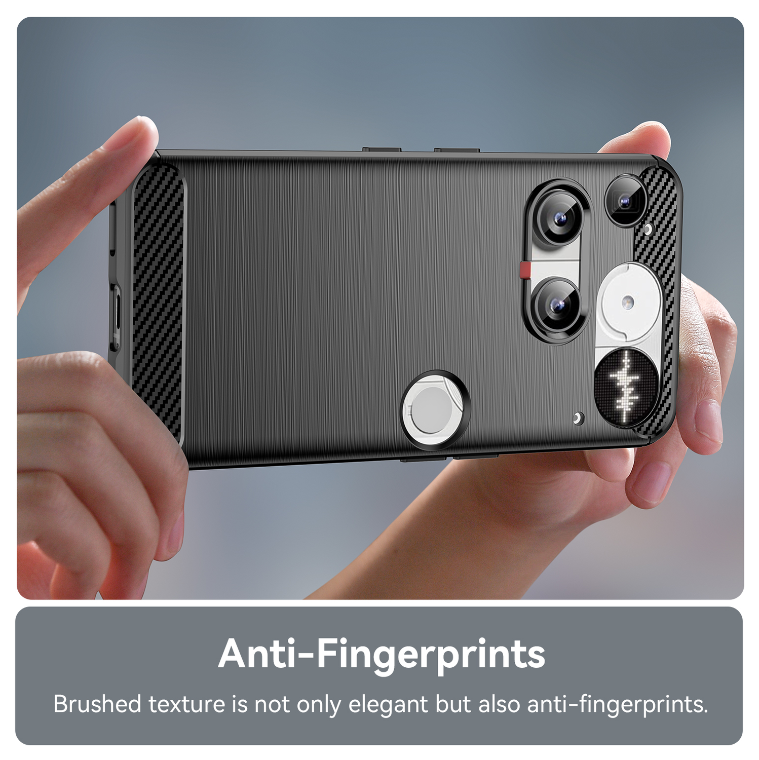 Nothing Phone (3) Hoesje Geborsteld TPU Flexibele Back Cover Zwart afbeelding 6