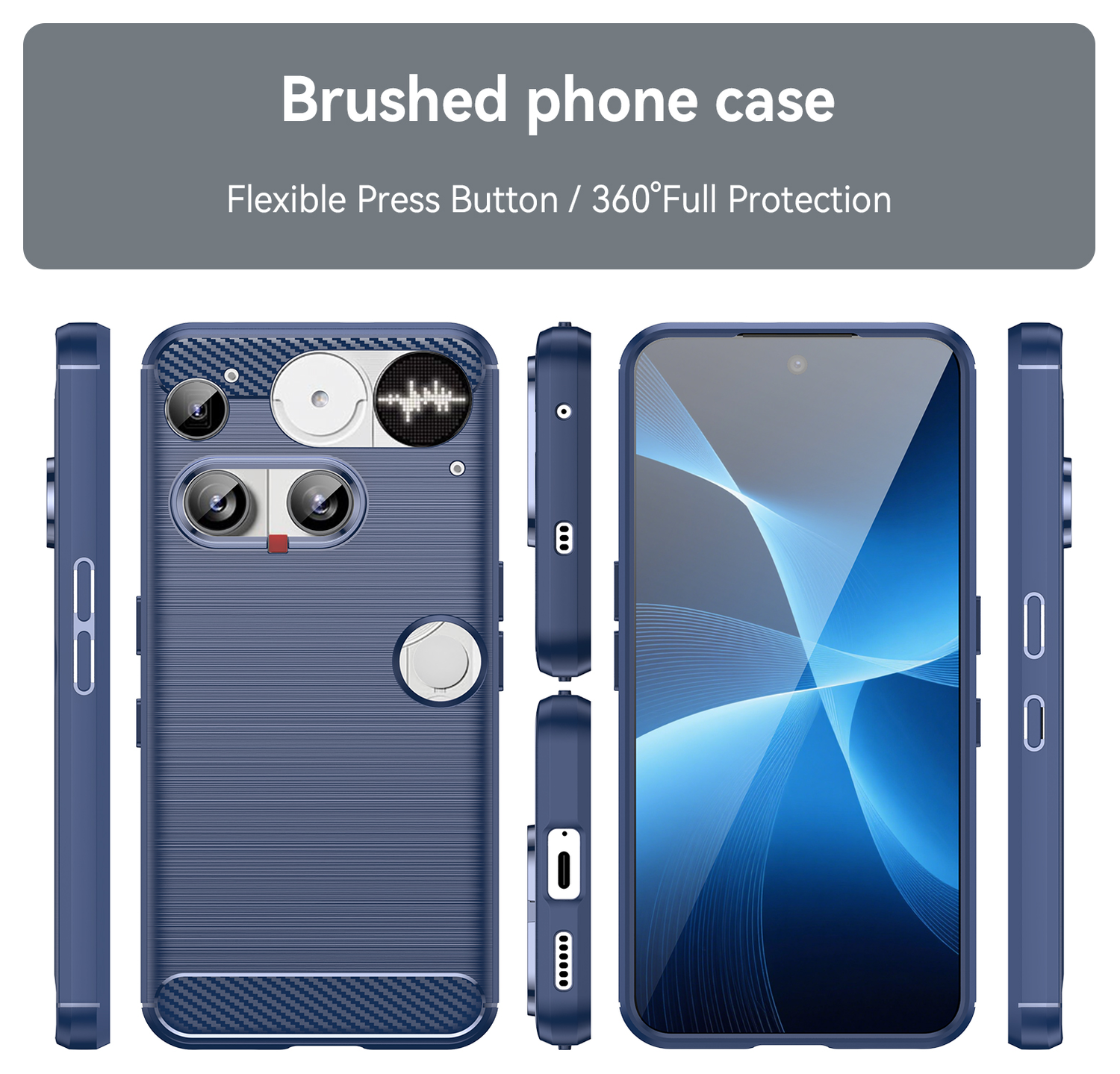 Nothing Phone (3) Hoesje Geborsteld TPU Flexibele Back Cover Blauw afbeelding 8