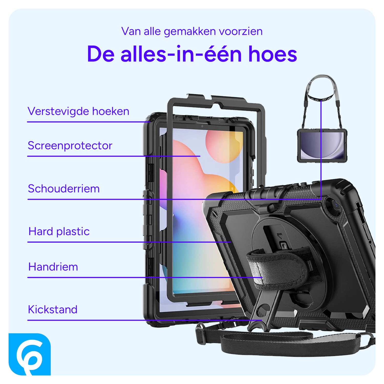 Xiaomi Redmi Pad 2 Hoes met Screen Protector en Handriem Zwart afbeelding 4