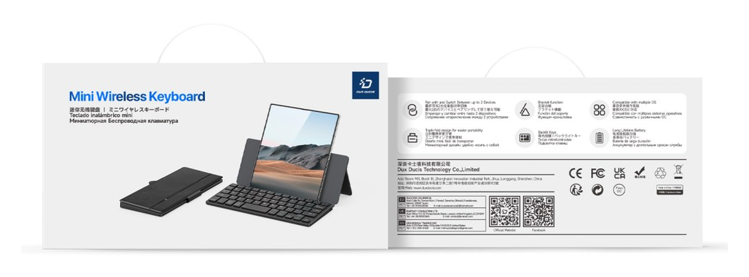 Dux Ducis OK Mini Draadloos Bluetooth Toetsenbord Compact Zwart afbeelding 11