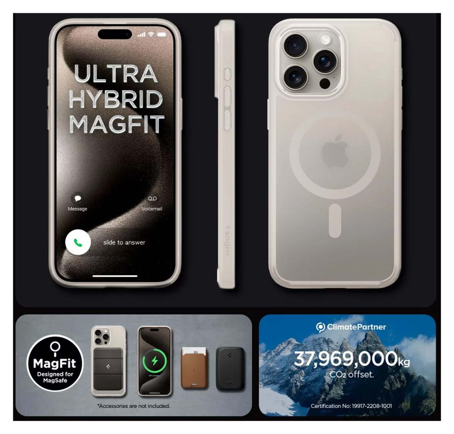 Spigen Ultra Hybrid MagFit Apple iPhone 15 Pro Max Hoesje MagSafe Titanium afbeelding 7
