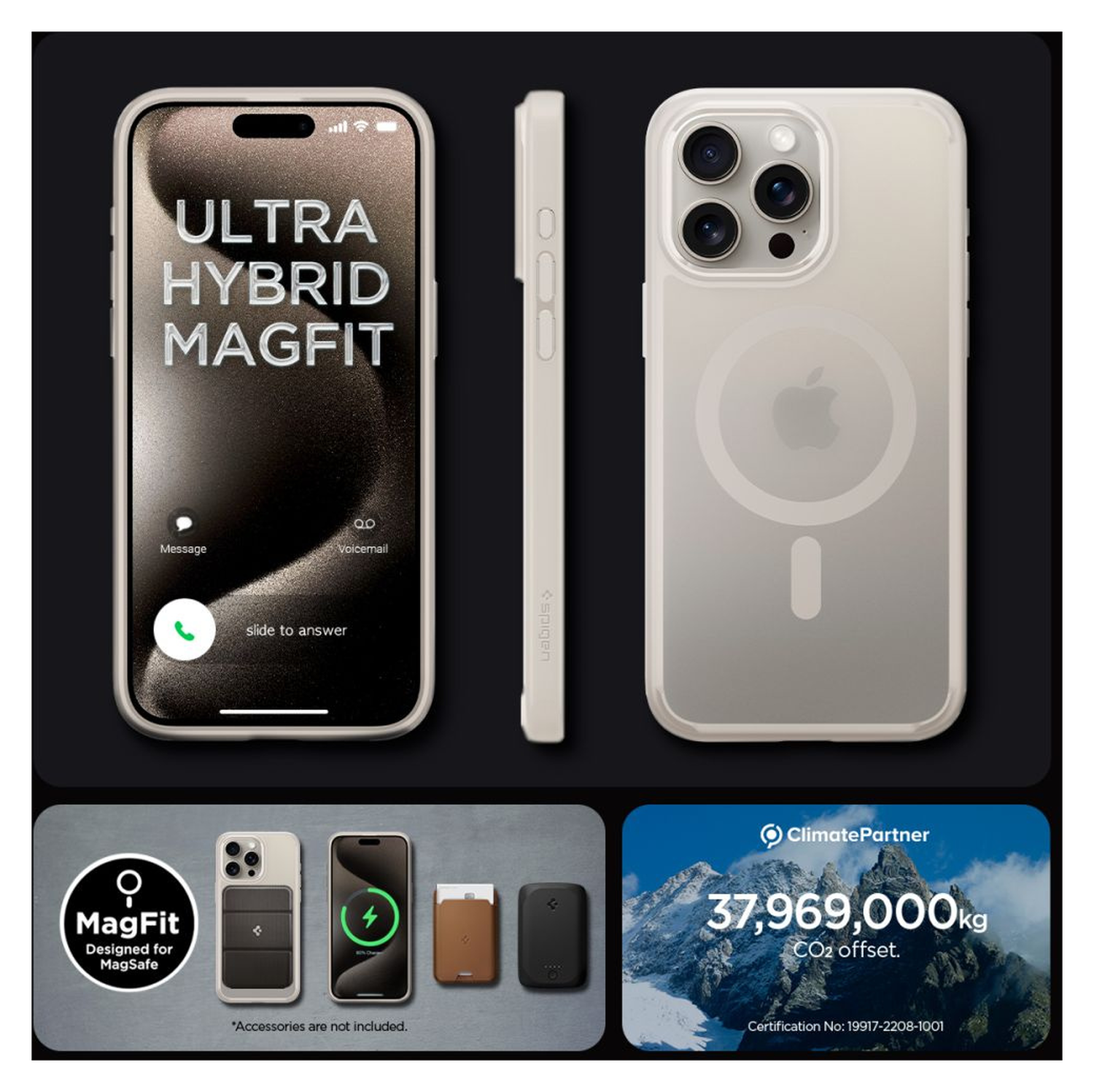 Spigen Ultra Hybrid MagFit Apple iPhone 15 Pro Hoesje MagSafe Titanium afbeelding 7
