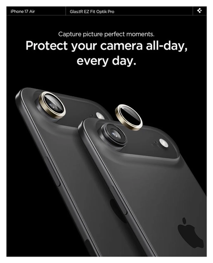 Spigen EZ Fit Optik Pro iPhone Air Camera Lens Protector Goud (2-Pack) afbeelding 4