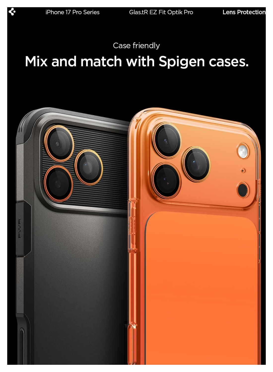 Spigen Optik Pro iPhone 17 Pro / 17 Pro Max Camera Protector Oranje (2-Pack) afbeelding 7