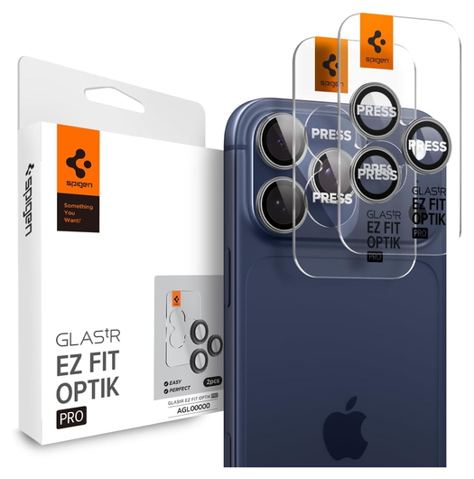 Spigen Optik Pro iPhone 17 Pro / 17 Pro Max Camera Protector Grijs (2-Pack) afbeelding 1