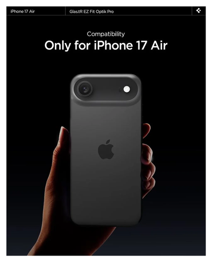 Spigen EZ Fit Optik Pro iPhone Air Camera Lens Protector Zwart (2-Pack) afbeelding 2