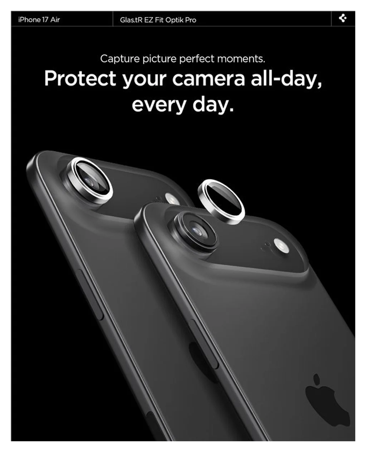 Spigen EZ Fit Optik Pro iPhone Air Camera Lens Protector Zilver (2-Pack) afbeelding 6