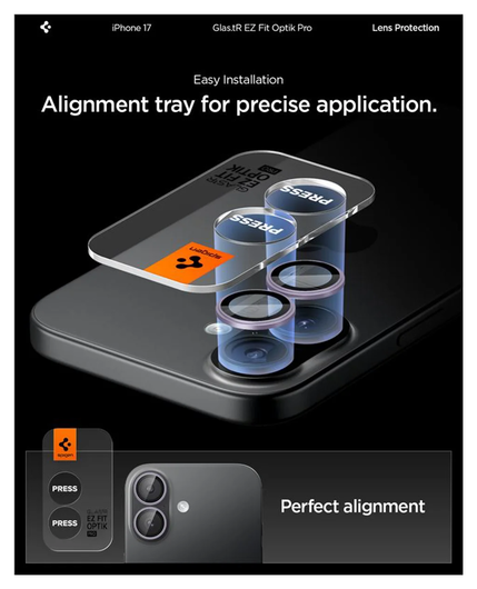 Spigen EZ Fit Optik Pro iPhone 17 Camera Lens Protector Paars (2-Pack) afbeelding 3