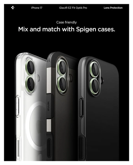 Spigen EZ Fit Optik Pro iPhone 17 Camera Lens Protector Groen (2-Pack) afbeelding 7