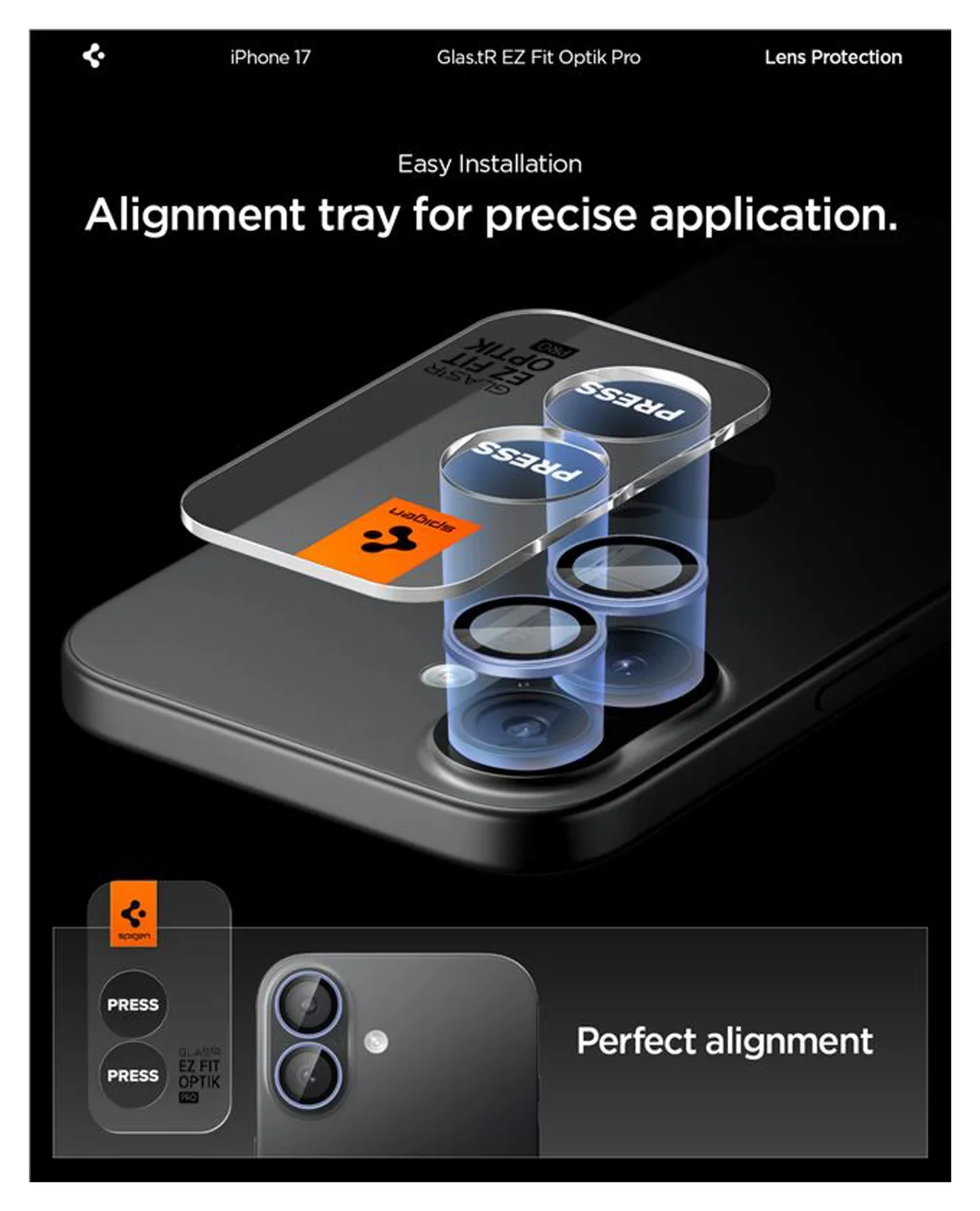 Spigen EZ Fit Optik Pro iPhone 17 Camera Lens Protector Blauw (2-Pack) afbeelding 3