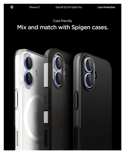 Spigen EZ Fit Optik Pro iPhone 17 Camera Lens Protector Blauw (2-Pack) afbeelding 7