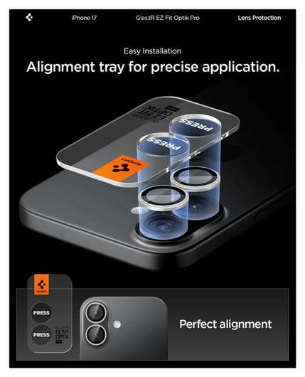 Spigen EZ Fit Optik Pro iPhone 17 Camera Lens Protector Zilver (2-Pack) afbeelding 3