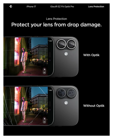 Spigen EZ Fit Optik Pro iPhone 17 Camera Lens Protector Zilver (2-Pack) afbeelding 5