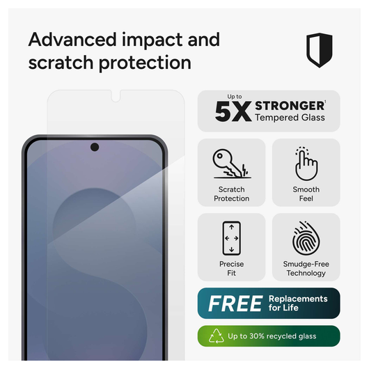 ZAGG InvisibleShield Glass Elite Samsung Galaxy S25 FE Screen Protector afbeelding 2