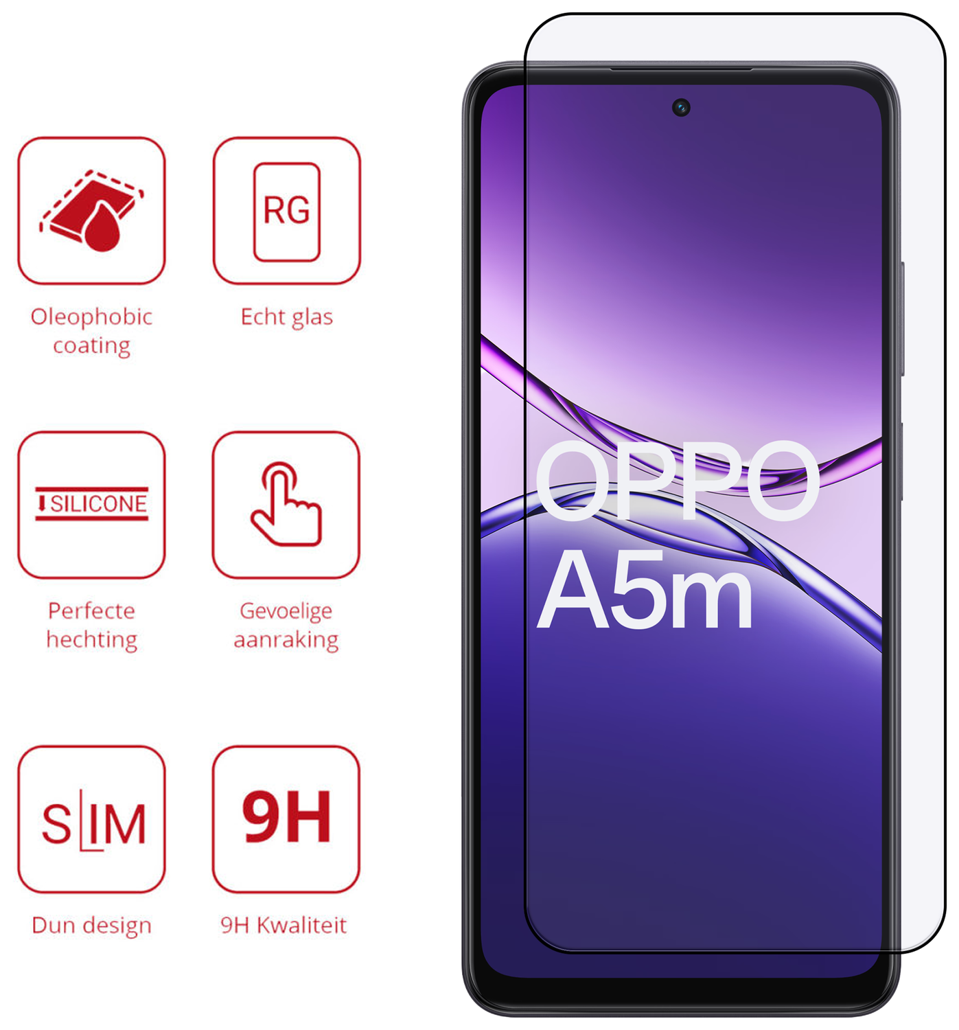 Rosso Oppo A5 (2025) 9H Tempered Glass Screen Protector afbeelding 2