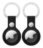 Rosso Deluxe Apple AirTag Sleutelhanger Echt Leer Hoesje 2-Pack Zwart afbeelding 1