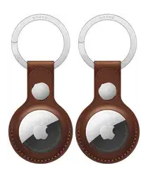 Rosso Deluxe Apple AirTag Sleutelhanger Echt Leer Hoesje 2-Pack Bruin afbeelding