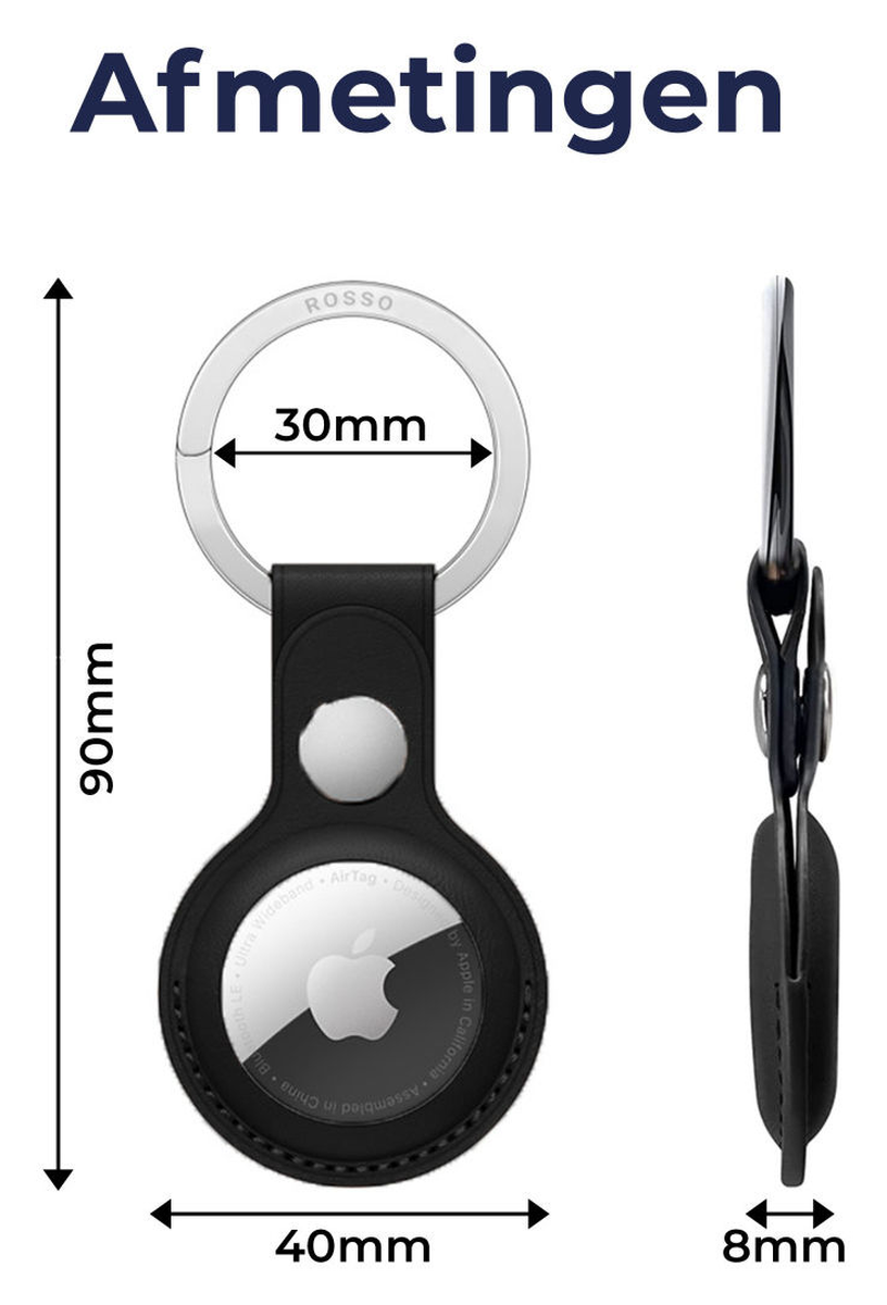 Rosso Deluxe Apple AirTag Sleutelhanger Echt Leer Hoesje 2-Pack Bruin afbeelding 10